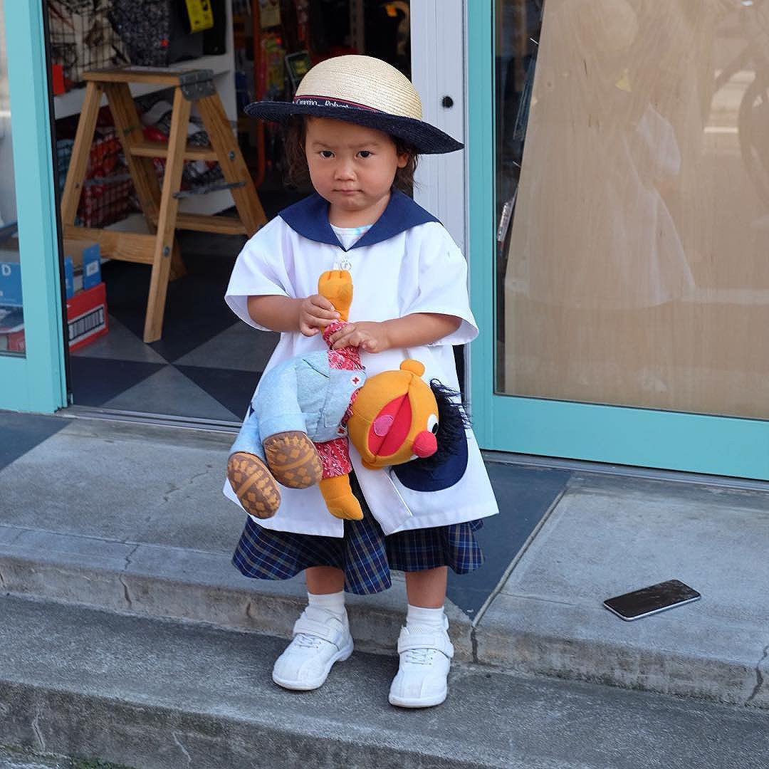 The cutest little girl in Tokyo came by to see our exhibit. Nene after school