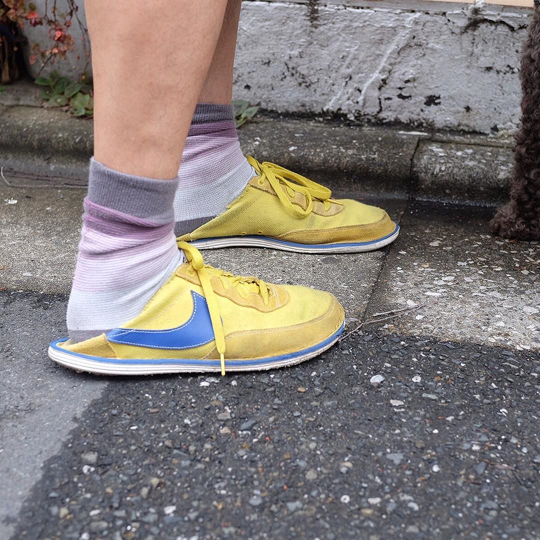 His walking the dog shoes. Some rich neigborhood in Tokyo