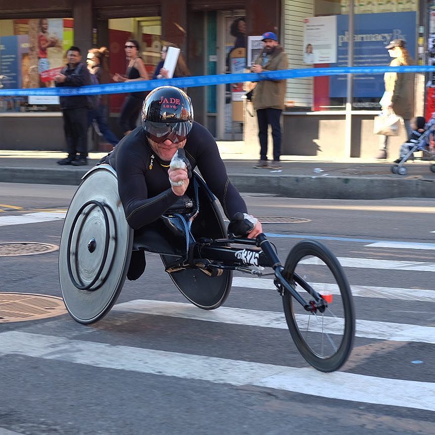 a thumbs up from a racer of my favorite group, the wheelchair division!
