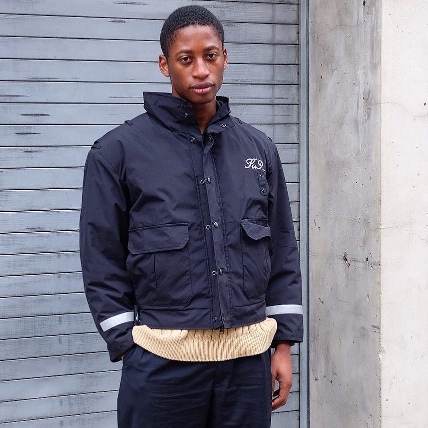 He found a cop jacket already embroidered. Rad that it has someone else's monogram.