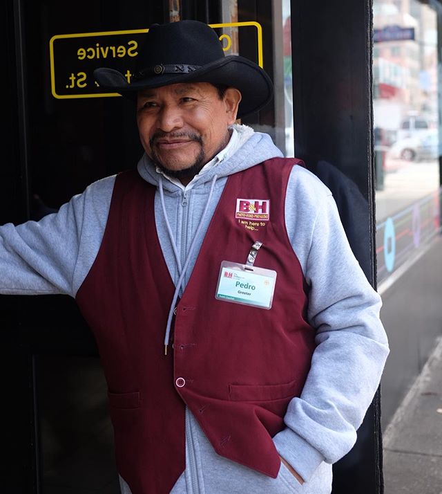 Pedro wears a vest over a zip hoodie and button-up.
Sure, it's his uniform, but it's also rad AF....but you know that, that's why you're here. You'll try this yourself, but please don't do the cowboy hat. You're not Pedro.
