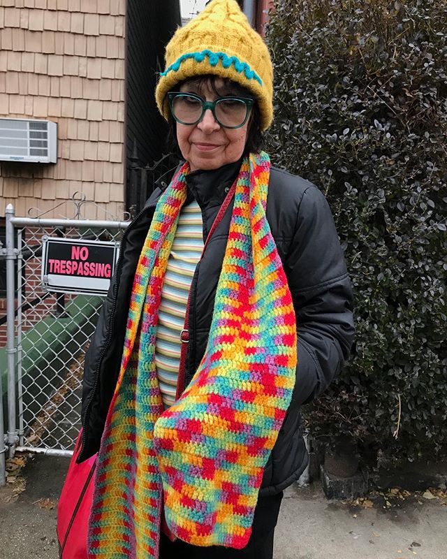 knitmaker knitmaker knit me a hat knit me a scarf. This woman’s scarf was knitted by her grandmother. who’s got skills? hmu